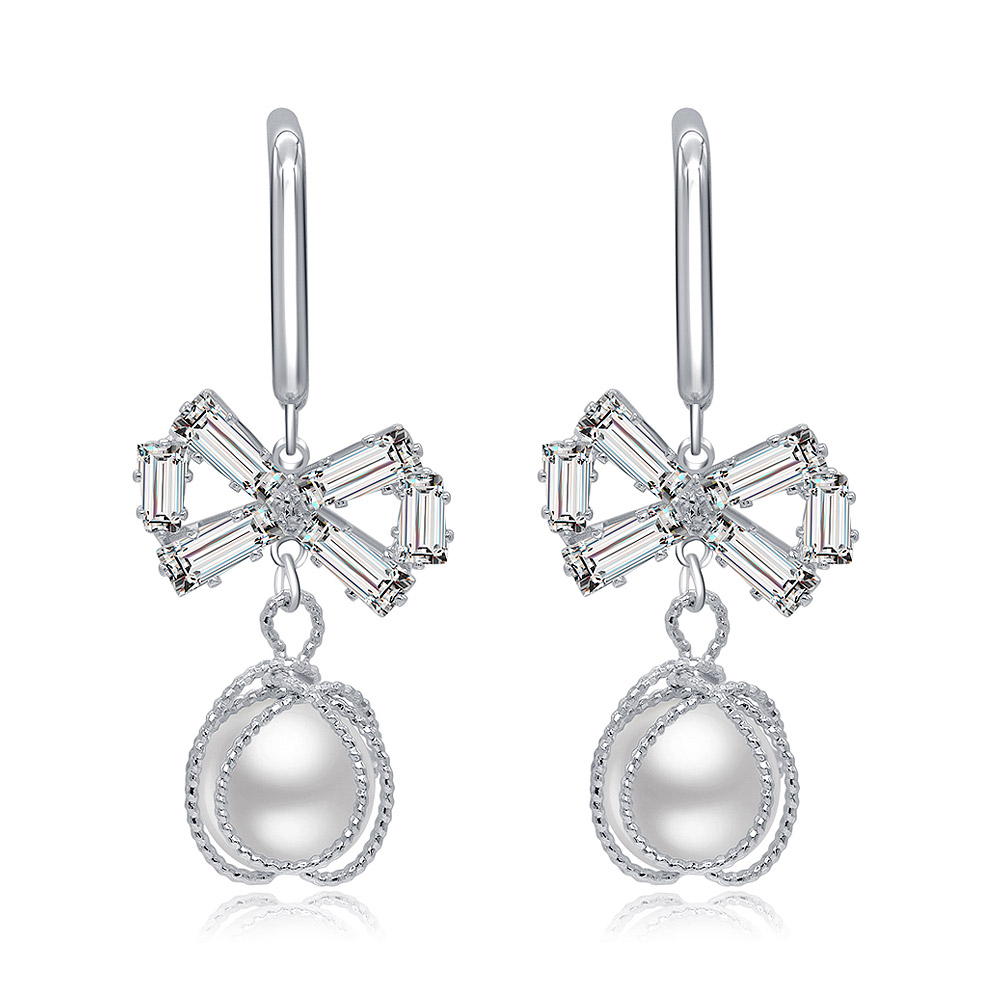 Chic Bow Pearl Hook Earrings